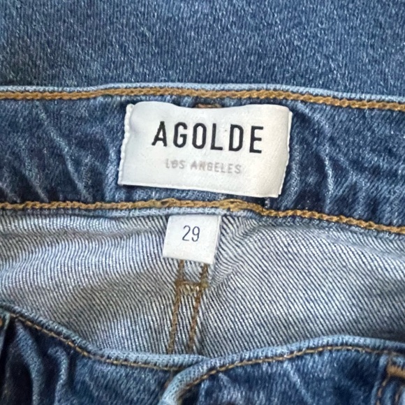 Agolde Kye Mid Rise Straight Ankle Crop Medium Blue Denim Jeans Women's Size 29 - Picture 9 of 13